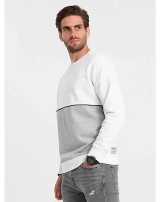 Zdjęcie produktu dla Bluza męska OMBRE OM-SSNZ-0130 BIAŁY I SZARY rozmiar: L