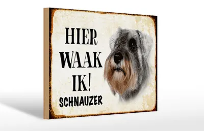 Produktbild von Holzschild Spruch 30x20cm holländisch Hier Waak ik Schnauzer Hund