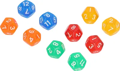 Obrázok produktu pre 40 ks 12-stranných priehľadných kociek Vodotesné 5 farieb Priesvitné kocky na stolové hry a výučbu matematiky