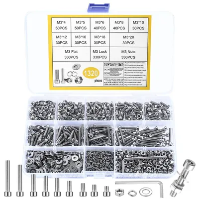 Produktbild von Schrauben-Set Schrauben Muttern M3 - Edelstahl - 1320 Stück - Innensechskant-Schrauben