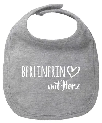 Produktbild von Huuraa Baby Lätzchen Berlinerin mit Herz Heather Grey Klettverschluss  Baumwolle Latz Geschenkidee