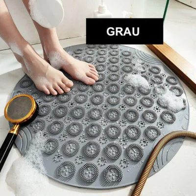Immagine prodotto di Tappeto doccia Tappeto doccia rotondo in PVC Tappeto bagno antiscivolo Inserto piatto doccia Grigio