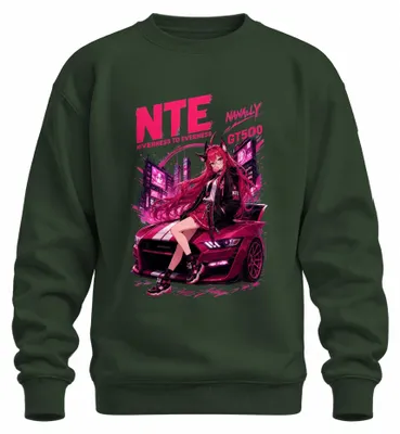 Produktbild von NTE Neverness To Everness Nanally GT500 Japan Y2K Manga Auto Sweatshirt Pullover, Flaschengrün, S