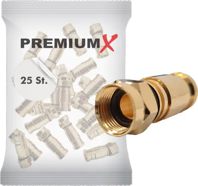 Produktbild von 25x PremiumX XCon G1 Kompressionsstecker SAT F-Kompressionsstecker 7,5mm für KoaX Kabel Antennenkabel Koaxialkabel Stecker