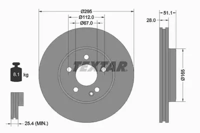 Obrázok produktu pre 2 brzdové kotúče Textar 295 mm vpredu pre Mercedes triedy A triedy B CLA triedy GLA