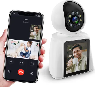 Image de caméra d'appel vidéo 3MP 360°, caméra WiFi avec audio bidirectionnel, surveillance HD à domicile pour les appels vidéo et la communication
