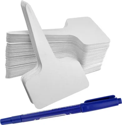 Produktbild von 100Stk Dick Plastik Pflanzenschilder für Draussen Wetterfest,Weiß Pflanzenstecker mit Marker zum Beschriften, Kräuterbeet Schilder Weiß für Pflanzen,Marker ist Nicht wasserfest