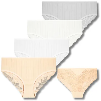 Immagine prodotto di Intimo da donna - Slip da donna taglia S - Slip in cotone, confezione da 4 pezzi - Intimo in pizzo