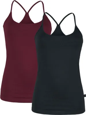 Produktbild von RED by EMP Damen schwarz-rote Tops im Doppelpack L