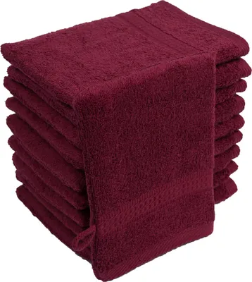 Produktbild von Waschhandschuhe Waschlappen 10er Set Bordeaux / Weinrot 100 % Baumwolle Frottee 500g/m² 16x21
