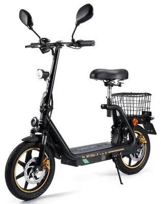 Produktbild von M5 Elite-E - Elektrischer City Scooter für Erwachsene - 500W Motor - 48V 13Ah Akku - 36 cm Reifen - Abnehmbarer Sitz - Schwarz