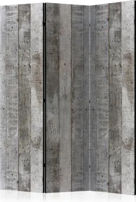 Produktbild von 3-teiliger Doppelseitiger Vlies Paravent - Concrete Timber 135x172 cm Muster f-C-0330-z-b