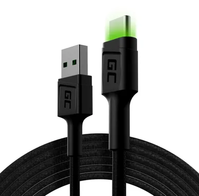 Produktbild von Green Cell USB-C > USB-A 2.0 (ST-ST) 2m Ladekabel LED Schwarz