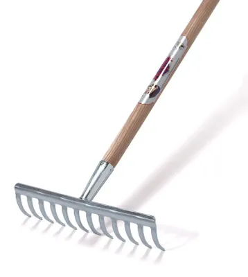 Immagine prodotto di Rastrello da giardino con manico 160 cm - 12 denti - Acciaio zincato - Per pezzo