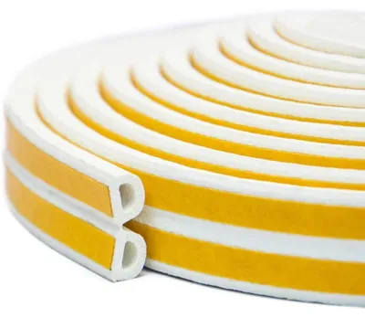 Imagen del producto de Burlete en tira de sellado D para ventanas y puertas - Blanco - Autoadhesivo - 10 metros