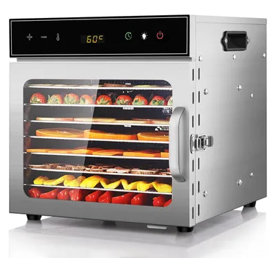 Dörrgerät Edelstahl 8 Tabletts BPA-frei 30-90°C 24h