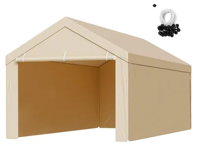 Immagine prodotto di Tetto di ricambio per auto VEVOR, 3,05 x 6,09 m, telo per garage con pareti laterali, telo per ricovero auto resistente ai raggi UV con rete a palline, beige, telaio non incluso nella fornitura