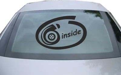 Produktbild von Indigos UG - Aufkleber Heckscheibe & Motorklappe DE6110 - schwarz - 600x399 mm - turbo inside - Auto Scheiben Fenster Heckklappe Tuning Racing JDM - Die cut