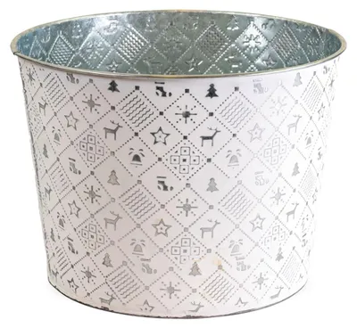 Image de Motif de Noël en métal Pot de fleurs Cache-pot Argenté Ø 16x14,5 cm