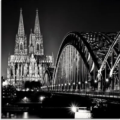 Produktbild von ARTland Glasbild Kölner Dom_schwarz-weiß Größe: 20x20 cm