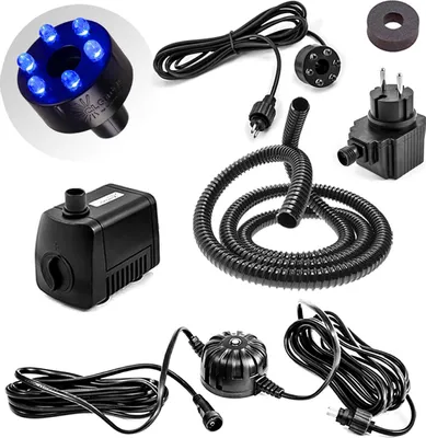 Produktbild von CLGarden Springbrunnenpumpe 500l/h Quellstein Pumpe mit Beleuchtung blau Lichtsteuerung Wasserschlauch LED Gartenbrunnen Wasserspiel