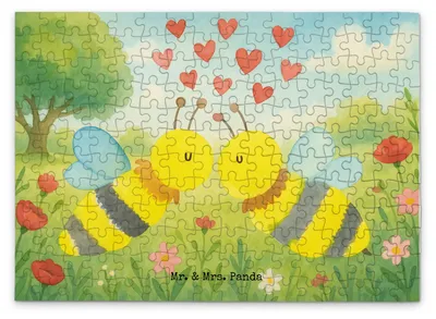 Produktbild von Mr. & Mrs. Panda Puzzle Biene Liebe Design 192 Teile - Weiß - Geschenk, 1000, Puzzlespiel, 300, 2000, 500