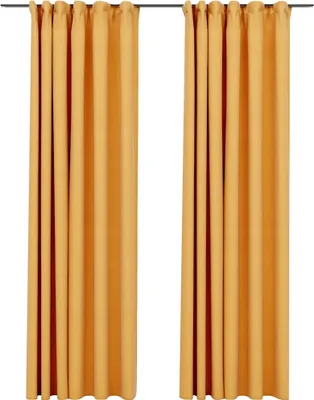 Obrázok produktu pre vidaXL Zatemňovacie závesy háčiky ľanový vzhľad 2 ks. Žltá 140x225 cm