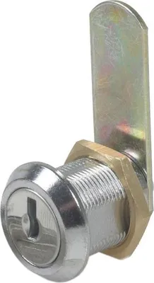 A single lock with a keyhole and a metal latch is shown against a white background.