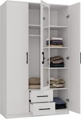Produktbild von Topeshop ROMANA 120 BIEL Schlafzimmer-Schrank 6 Regale 3 Tür(en) Weiß Garderobe