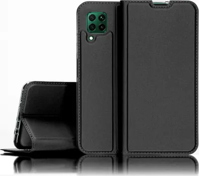 Produktbild von NALIA Klapp Hülle für Huawei P40 lite, Flip Case Kunstleder Cover Bumper Etui Schwarz