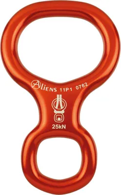 Abseilachter Small Abseilacht von Aliens; rot; aus Aluminium; mit einer Bruchlast von 25 kN.