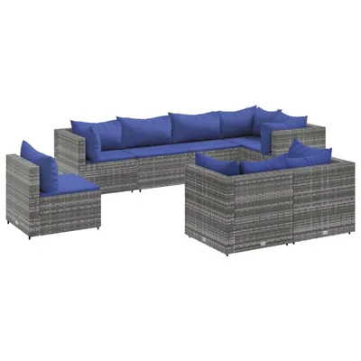 Produktbild von vidaXL 8-tlg. Garten-Lounge-Set mit Kissen Grau Poly Rattan