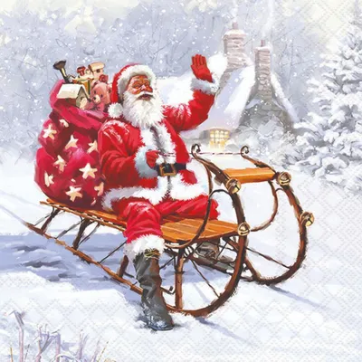 Produktbild von Servietten 33x33 cm - Santa on sledge