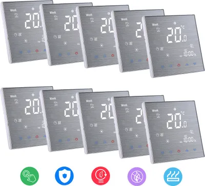Produktbild von 10X BTH-2000L-GA Raumthermostat Digital LCD Thermostat Fußbodenheizung Warmwasserbereitung Digitaler Temperaturregler Großes LCD Display Touch Button Control 5A AC 95-240V