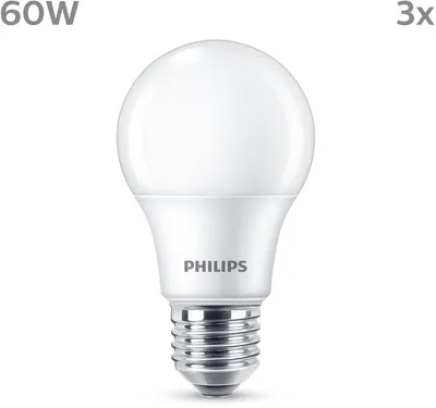 Produktbild von Philips Lampe 60W A60 E27 x3, 8 W, 60 W, E27, 806 lm, 15000 h, Warmweiß