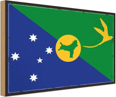 Produktbild von vianmo Holzschild 20x30 cm Weihnachtsinsel Flagge Fahne Wappen