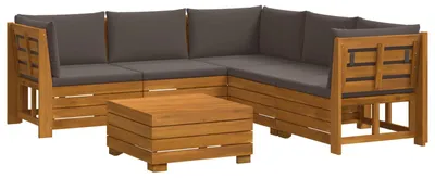 Produktbild von vidaXL 6 stk. Outdoor-Sofagarnitur Massivholz Akazie Braun