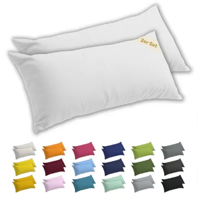 Produktbild von Lavea® 2er Set Seitenschläferkissen-Bezug 40x145 cm, 100% Baumwolle Jersey, YKK-Reißverschluss, Weiß