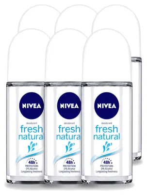 Produktbild von 6 x NIVEA Fresh Natural Deodorant Roller - 50 ml - Vorteilspackung - 6 Stücke