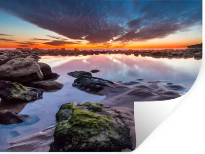 Produktbild von MuchoWow® Wandtattoo Wandsticker Wandaufkleber Felsen - Wasser - Natur 120x90 cm Selbstklebend und Repositionierbar - Aufkleber