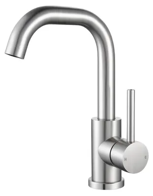 Immagine prodotto di Miscelatore per lavabo, finitura in nichel spazzolato, rotazione a 360°, acciaio inossidabile