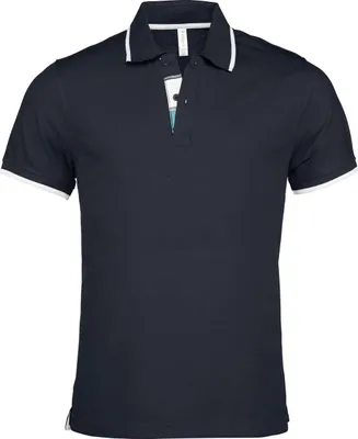 Produktbild von Kariban Herren Polo-Shirt Poloshirt Basic Kontrast Kragen Kurzarm, Größe:3XL, Farbe:Navy/White/Light Turquoise