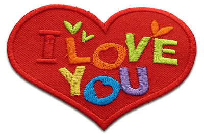Produktbild von Herz I Love You Liebe - Aufnäher, Bügelbild, Aufbügler, Applikationen, Patches, Flicken, Zum Aufbügeln, Größe: 5,1 x 7,1 cm