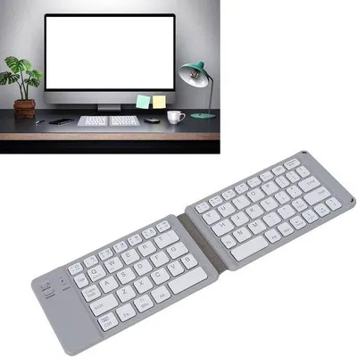Obrázek produktu pro Přenosná klávesnice Bluetooth – tiché klávesy – lehká – šedá – vhodná na cesty