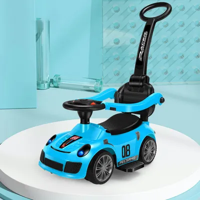 Produktbild von Rutscherauto, 360°-Leitplankenwagen, Rutscherfahrzeug, Rutschauto mit Schiebestange, Baby-Schiebeauto mit Musik und Licht, Rutsche Kinderwagen