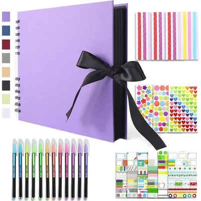 Immagine prodotto di Album fotografico personalizzabile, formato 28,5 x 21 cm. Album fotografico fai-da-te, 80 pagine, per 160 foto, colore lilla