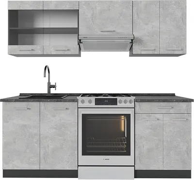 Produktbild von Küchenzeile Vicco R-Line Beton/Anthrazit 200 cm , AP Anthrazit, Model 53591