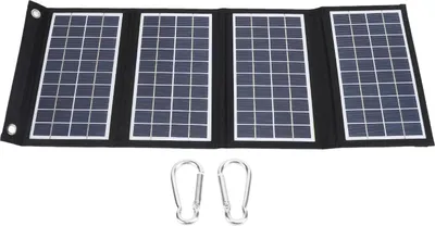 Obrázok produktu pre Prenosný solárny panel, 30 W, 5 V, skladacia nabíjačka s dvoma výstupmi USB na kempovanie v prírode, 4-násobné zloženie