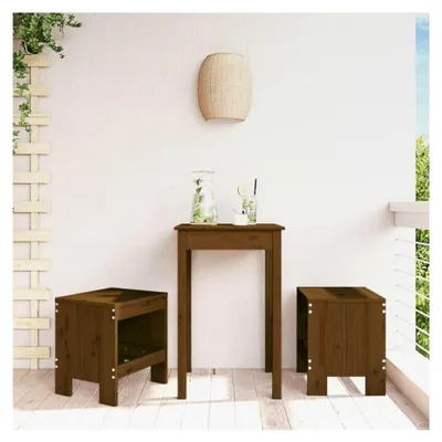Produktbild von Gartenhocker aus massivem Kiefernholz, 2 Stück, honigbraun, 40 x 36 x 45 cm, rustikale Outdoor-Hocker für Terrasse und Balkon