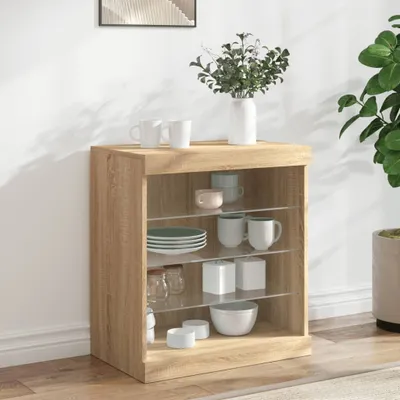 Zdjęcie produktu dla vidaXL Kredens z oświetleniem LED dąb sonoma 60,5x37x67 cm